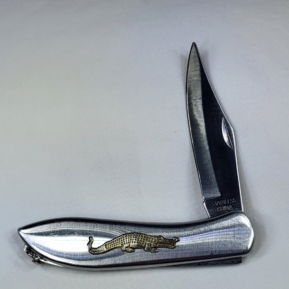 Silver Pocket Knife with Gold Accent - Picture 2 of 14